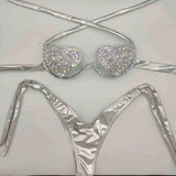 vacation sexy women bikini set diamond swimwear bling stones bathing suit beachwear biquini 210629