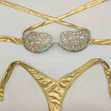 vacation sexy women bikini set diamond swimwear bling stones bathing suit beachwear biquini 210629