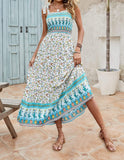 Namcoverse Women's Summer Flower Print Retro Boho Casual Party Maxi Dress