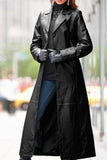 namcoverse Solid Color Single Breasted On-trend PU Trench Coat