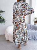 Namcoverse Vantage Flower Print Solid Full Shirt Sleeve A-line Dress