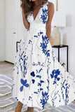 Namcoverse Fashion Elegant High Waist Party Print Temperament Swing A-Line Maxi Dress