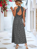 Namcoverse Women Elegant Party Sleeveless Flower Floral Print Maxi Dress