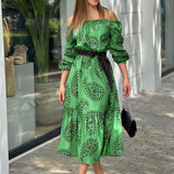 Namcoverse Fashion Sexy Party Elegant Long Sleeve Off Shoulder Casual Maxi Dress