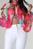 namcoverse Tie Dye Unusual High Split Blouse