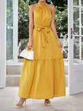 Namcoverse Elegant Casual High Waist Sleeveless Maxi Halter Dress