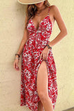 Namcoverse Ladies Fashion Elegant A-Line Floral V-Neck Sexy Maxi Dress