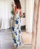 Namcoverse Fashion Tube Top Temperament Waist Elegant Party Printed Maxi Dress