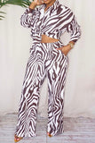 namcoverse Zebra Print Shirt Collar Stylish Pant Suit