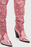 namcoverse Pink Snake Print Patchwork Modern Boots