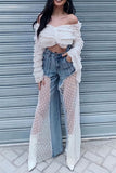 namcoverse Lace Patchwork Rocking Wide Leg Jeans