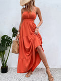 Namcoverse Sexy Summer Casual Backless Ruffles Big Swing Holiday Beach Fashion Maxi Dress