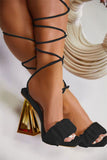 namcoverse Ruched Strap Chic Square Toe Strappy Sandals