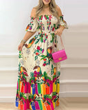 Namcoverse Sexy Printed Bohemian Fashion Swing Party Holiday Maxi Dress