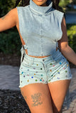 namcoverse Rhinestone On-trend Denim Shorts