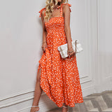 Namcoverse Ladies Holiday Print Fashion Sling Print Beach Maxi Dress