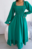 Namcoverse Elegant Folds Full Sleeve Ruffles A-line Maxi Dresses