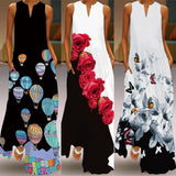 Namcoverse Fashion Floral Print Sleeveless V-Neck Maxi Dress