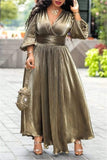 namcoverse V Neck Solid Color Slit Maxi Dress