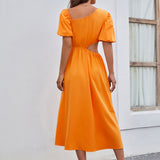 Namcoverse Casual Fashion Pure Color Waist Sexy Dress