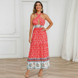 Namcoverse Summer Fashion Sleeveless A-Line Vintage Maxi Dress