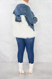 namcoverse Faux Fur Patchwork Casual Denim Coat