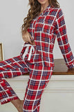 namcoverse Plaid Lapel Two-Piece Loungewear