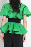 namcoverse Solid Color Sweet Peplum Princess Blouse