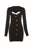 namcoverse Button Up Long Sleeve Bodycon Dress