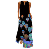 Namcoverse Fashion Floral Print Sleeveless V-Neck Maxi Dress