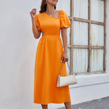 Namcoverse Casual Fashion Pure Color Waist Sexy Dress