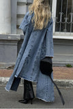 namcoverse Washed Denim Modern Irregular Trench Coat