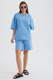 namcoverse Solid Color Half Sleeve T-shirt Cotton Two-piece Shorts Set