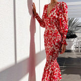 Namcoverse Fashion Sexy Elegant Evening V Neck Slim Mermaid Maxi Dress