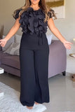 namcoverse Solid Color Ruffles Glamorous Off Shoulder Jumpsuit