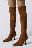 namcoverse Suede Pointed Toe Patchwork Stretchy Over the Knee Boots