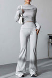 namcoverse Pleated Long Sleeve Bootcut Pants Two-Piece Set