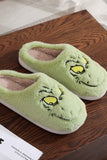 namcoverse Green Cartoon Graphic Plush House Slippers