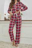 namcoverse Plaid Lapel Two-Piece Loungewear