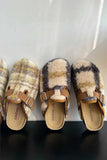 namcoverse Plaid Plush Slip-on Slippers