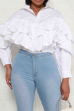 namcoverse Solid Color Whimsical Tiered Ruffle Shirt