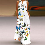 Namcoverse Fashion Star Print Elegant Sleeveless Print V Neck Party Maxi Dress