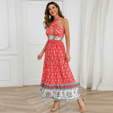 Namcoverse Summer Fashion Sleeveless A-Line Vintage Maxi Dress