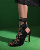 namcoverse Buckled Design Retro Peep Toe Sandals