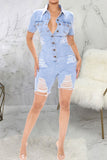 namcoverse Ripped On-trend Button Thru Denim Romper