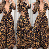 Namcoverse Summer Pure Color Temperament Elegant Sexy V Neck Hollow Maxi Dress