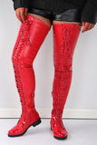 namcoverse Solid Color Unique Strappy Thigh-Length Boots