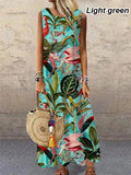 Namcoverse Women Elegant Floral Sleeveless Knee Length Casual Beach Dress