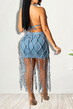 namcoverse Solid Color Cool Tassels Dress Suit