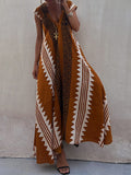 Namcoverse Summer Casual Party Loungewear Print Vintage Deep V Neck Maxi Dress